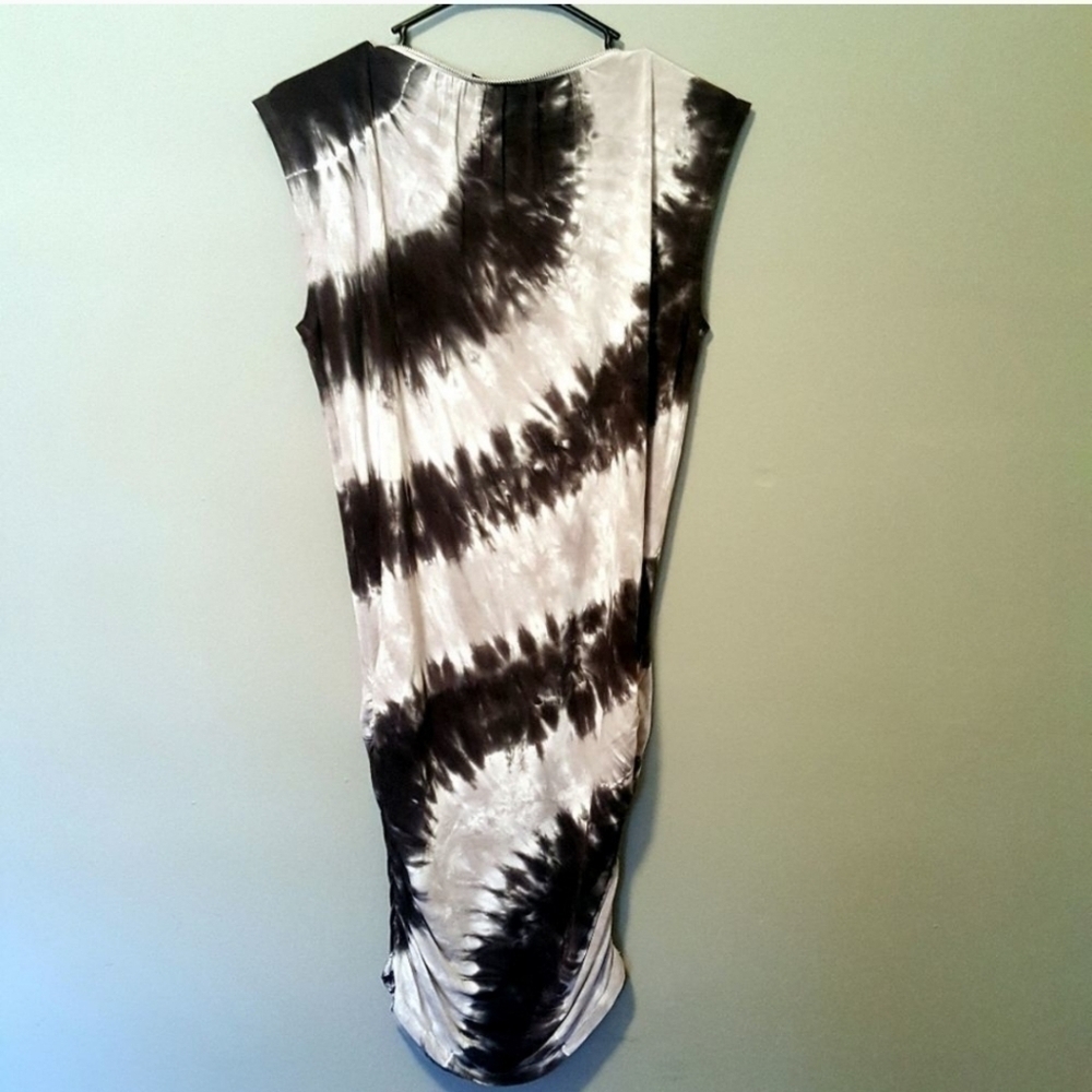 INC INTERNATIONAL CONCEPTS Black and Grat Tie Dye Ruched Zipper Dress SP - Picture 6 of 6